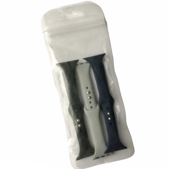 NEW 3 SLiM Silicone Sport Band Bundle Apple Watch 38/40/41mm M Black Gray Blue - Picture 7 of 7